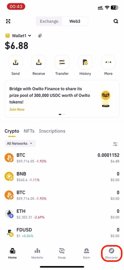 Tap Discover